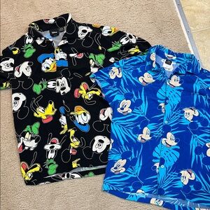 Lot of 2 Disney Mickey & Friends Button Up Shirts, size Medium